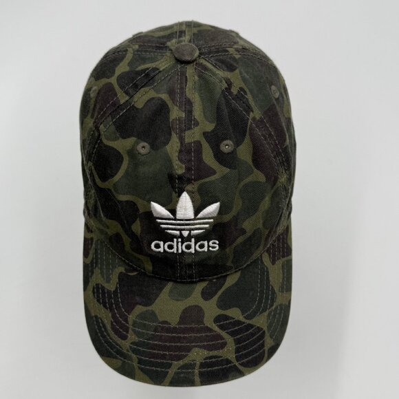 Adidas Green Camo Hat Women's OS Adjustable Baseball Strapback Cap Cotton Logo - Picture 5 of 10